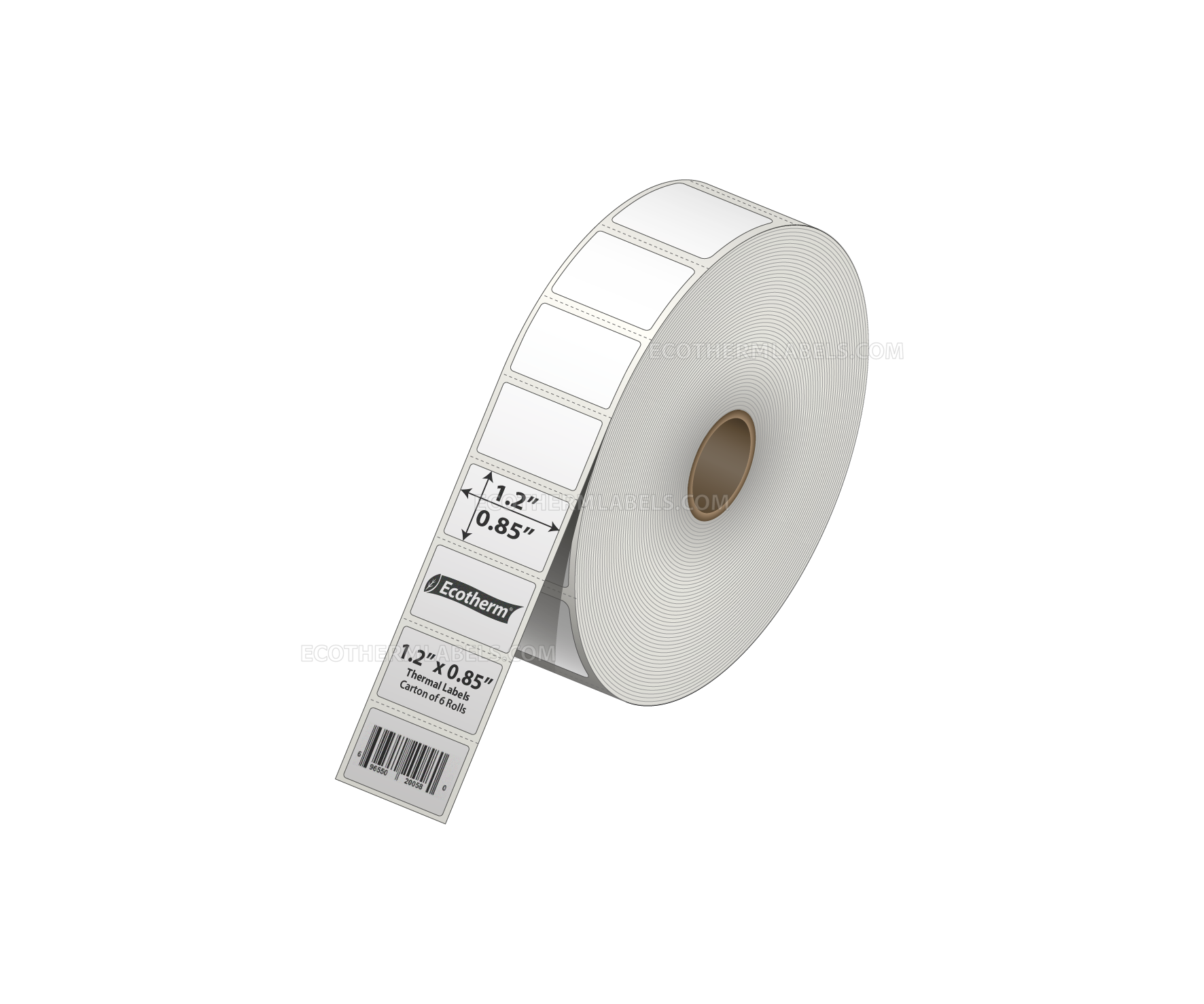 1.2 x 0.85 Direct Thermal White Labels With Rubber Adhesive - Perforated - 2710 Labels Per Roll - Carton Of 6 Rolls - 16260 Labels Total - MPN: ECOTHERM15113-6